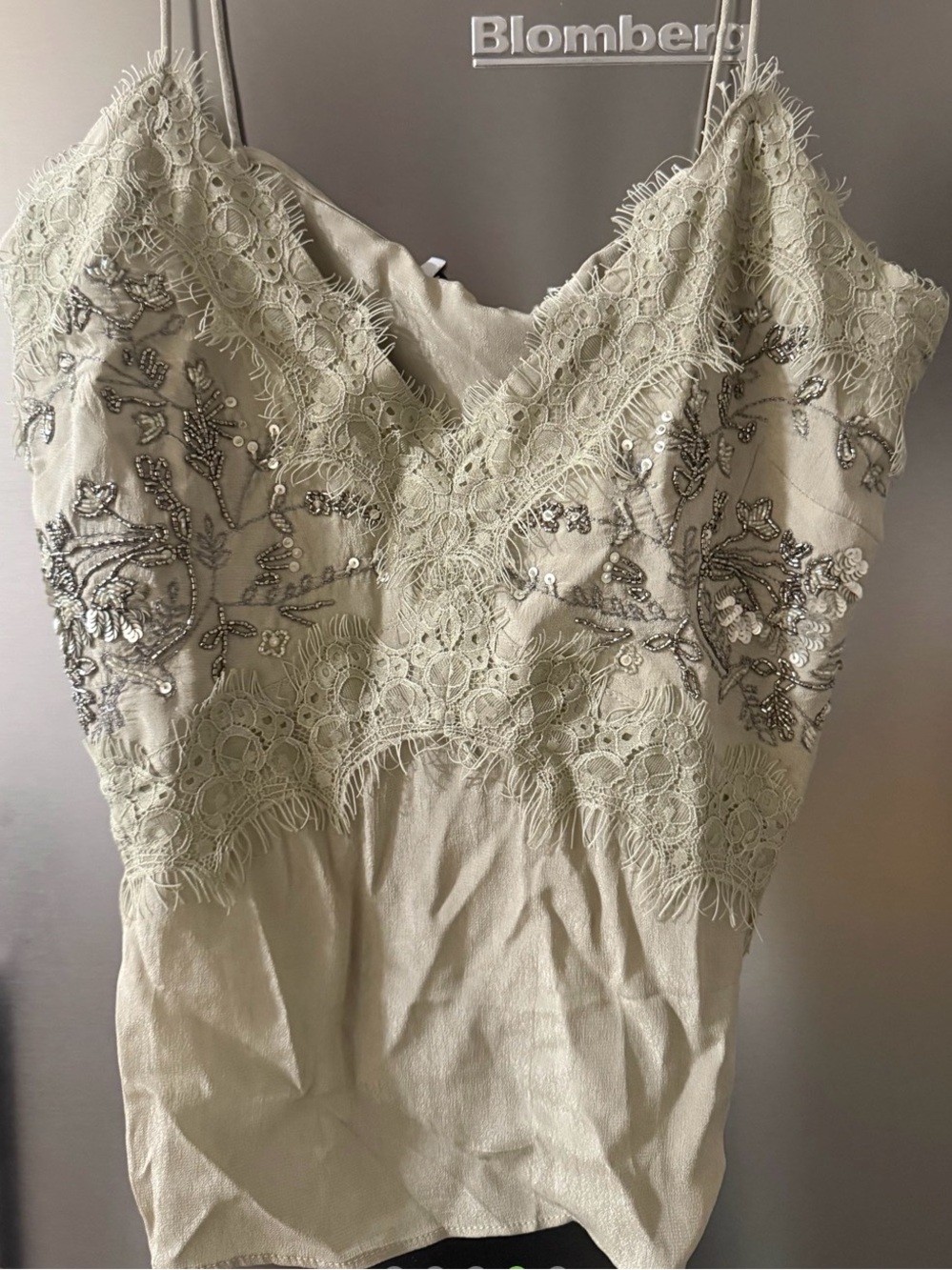 Mango Ivory Lace & Sequin Strapless Camisole Dress